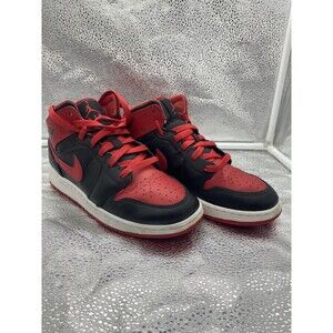 Nike Air Jordan 1 Mid Shoes 'Alternate Bred' GS Black Red DQ8423-060 Size 5Y